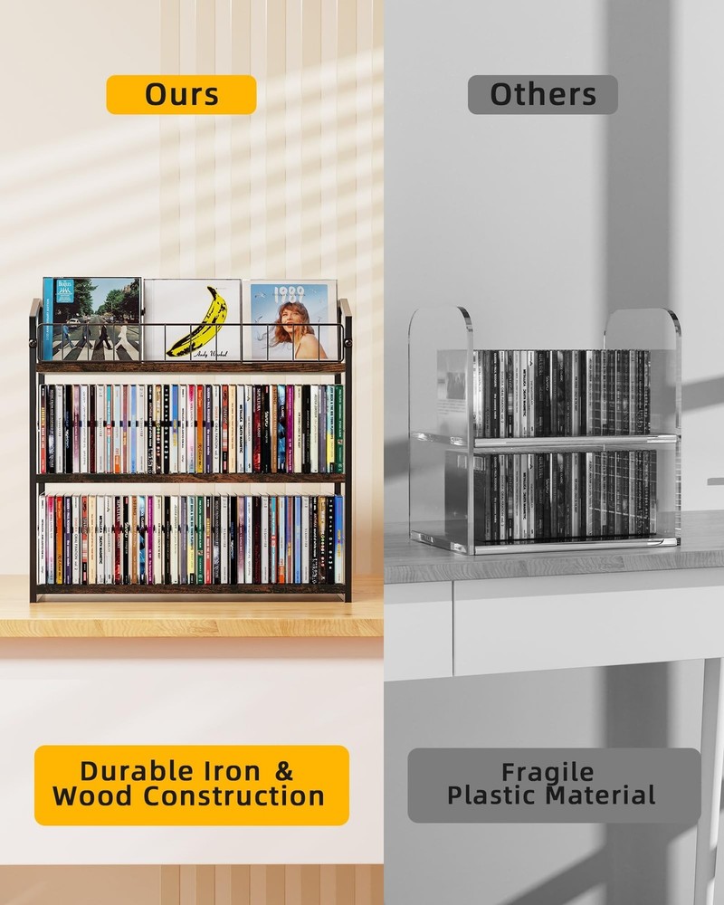 3-Tier CD Holder, CD Storage and Rack for Display, Storage Organizer with Dis...