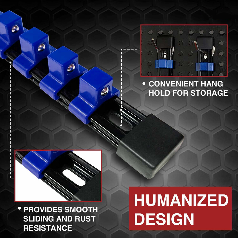Socket Organizer Mountable Sliding Holder Tool Rail Rack Storage 1/4" 3/8" 1/2"