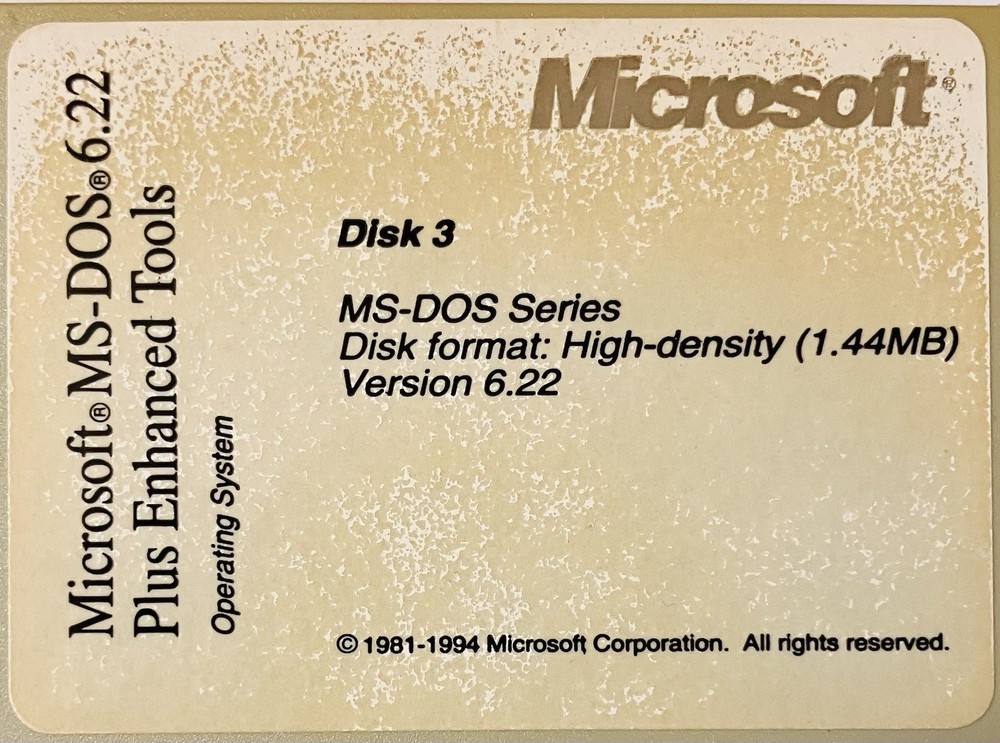 Microsoft MS-DOS 6.22 Plus Enhanced Tools 3.5 Floppy Disk Set Vintage OEM