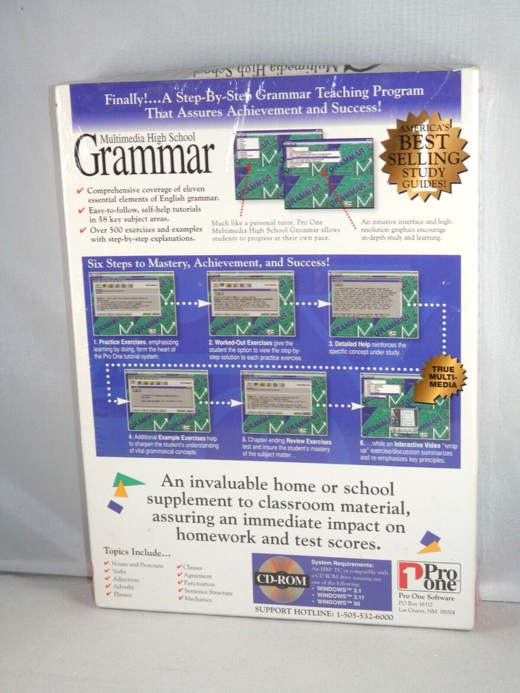 Multimedia High School Grammar (PC 1995 Pro One 2 Disc) Vintage Windows Software