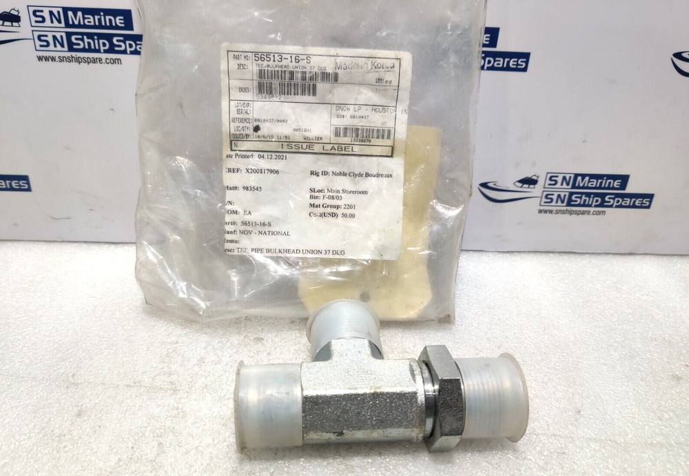 NOV 56513-16-S Bulk Head Tee Pipe 37Deg Eaton