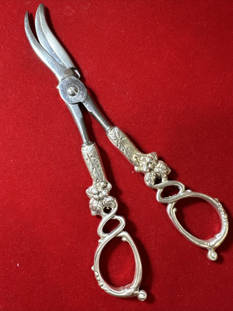 ITALY VINTAGE STERLING Salad Silver Handle GRAPE SCISSORS SHEARS