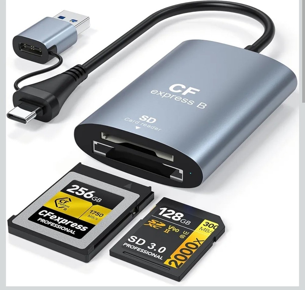CFexpress Type B and SD Two-Slot Card Reader USB 3.1 Gen 2 10Gbps Type B Reader
