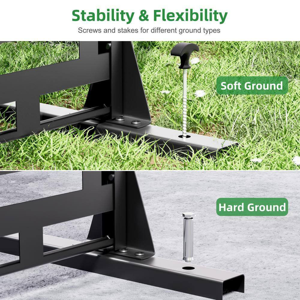 72 In. X 35 In. Black Privacy Screen Galvanized Freestanding Panel