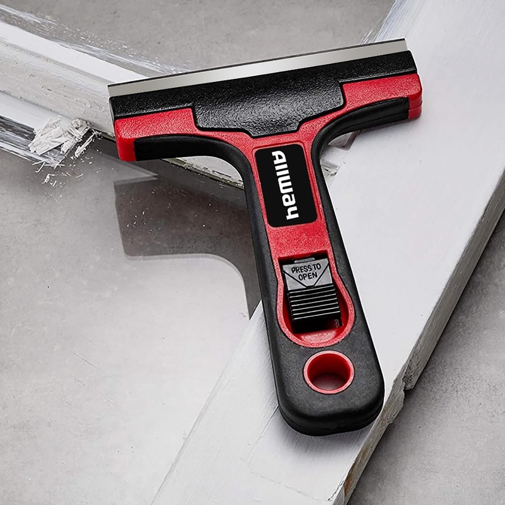 4 Inch Glass And Tile Scraper Comfortable Soft Grip Quick Blade Change Tool
