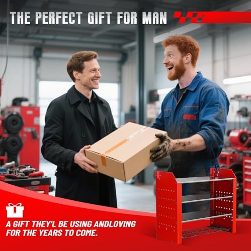 Wall Organizer for Power Tool Storage, Garage Tool Organizer with 4 Red-4tier