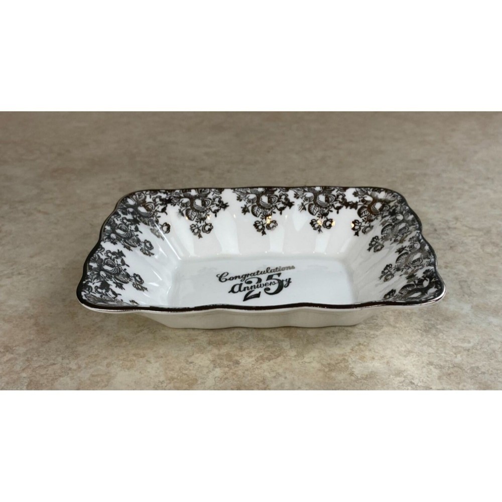 Royal Albert Rectangular 25th Anniversary Fine Bone China England Candy Dish