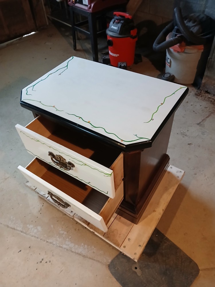 2 Drawer Floral Nightstand