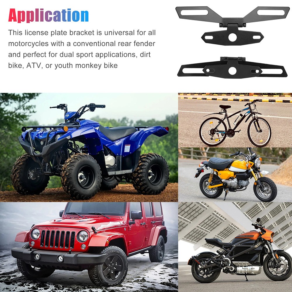 Folding Motorcycle License Plate Holder, Adjustable Tail Light Bracket