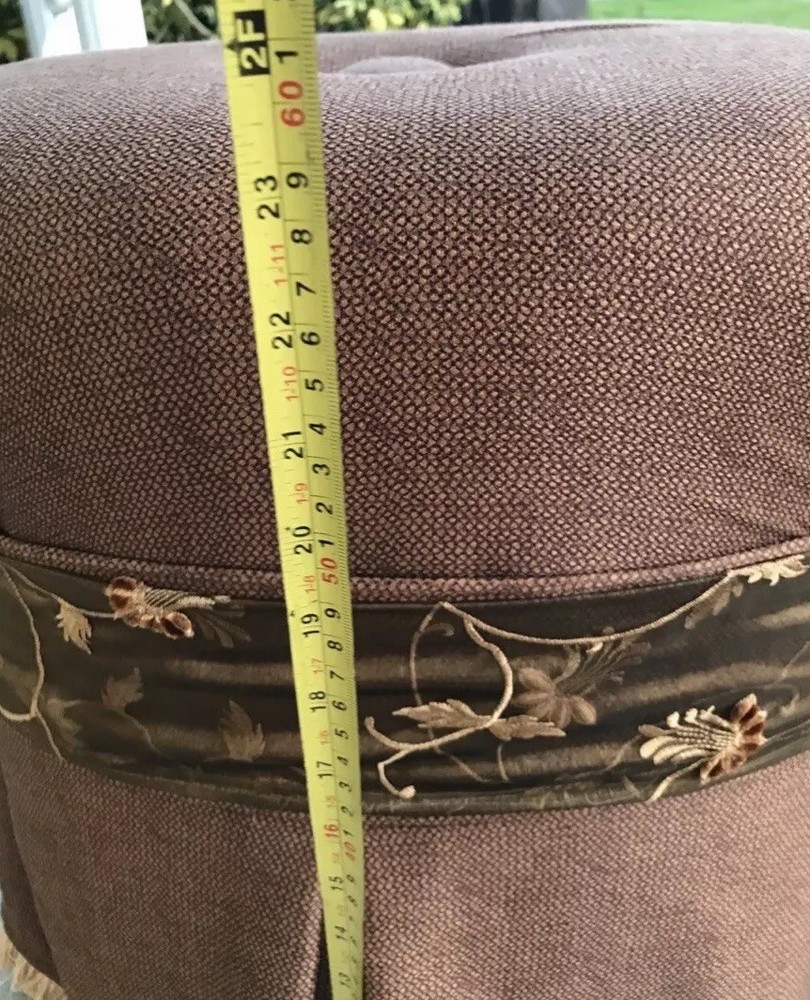 Vintage Ottoman Stool Brown Upholstery 24” TALL Boho Chic Stool