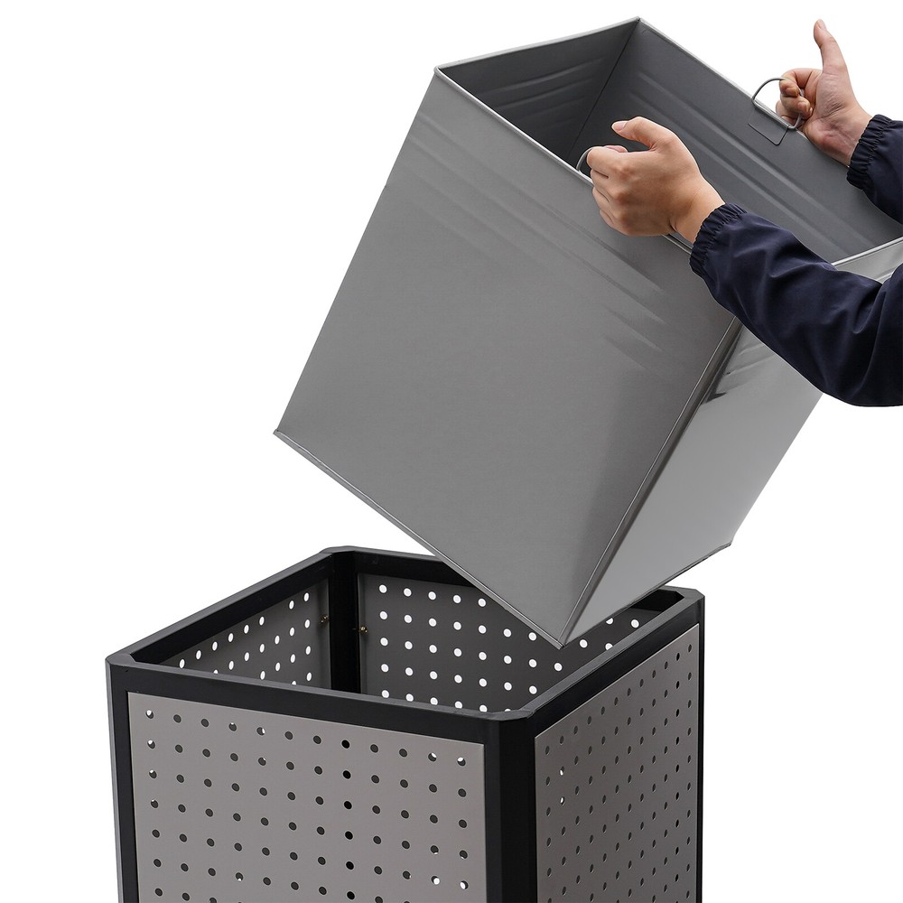 Large 38 Gallon Outdoor Trash Can - Durable Galvanized Waste Container