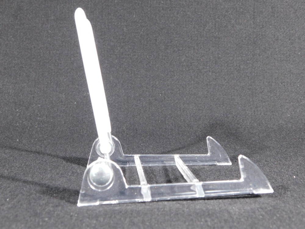 Easel Display Stand Small Size ADJUSTABLE White Back Clear Base