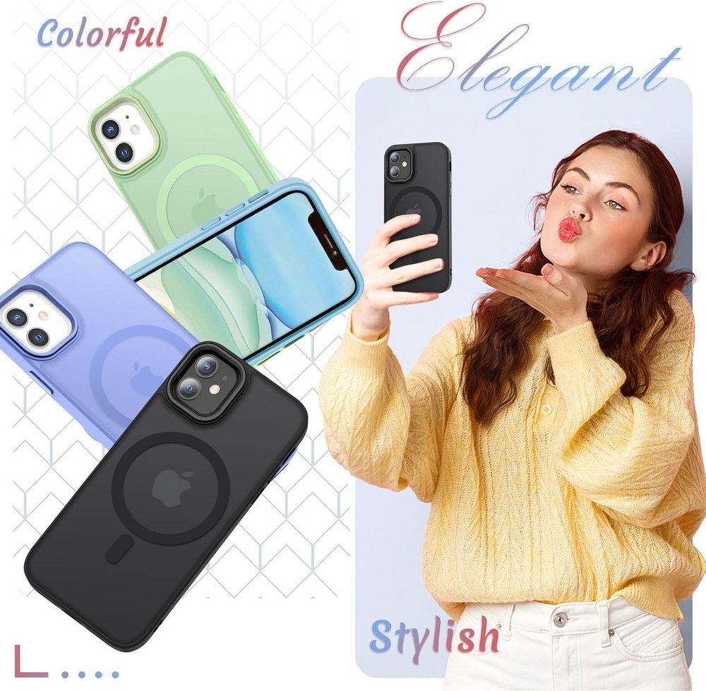 for iPhone 12 Case, 12 Pro with 1 Screen Protector, Matte Black