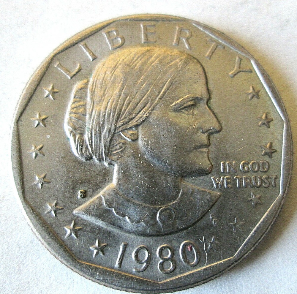 1980-S SBA SMALL DOLLAR, MS+ DETAILS, STRONG MINT LUSTER, CIRCULATED