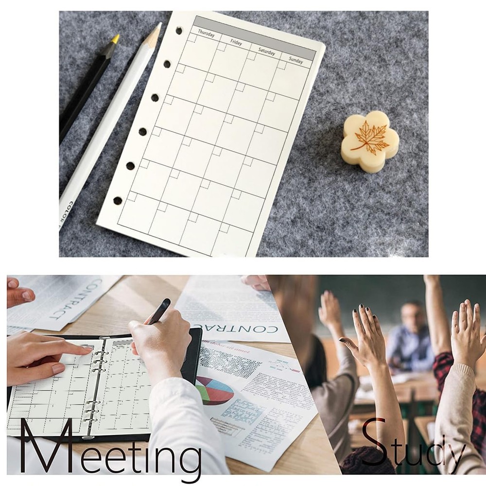 A7 Planner Refills, 3 Pack 135 Sheets/270 Pages A7, Monthly