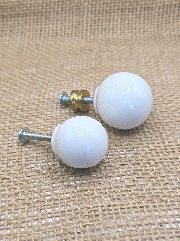 2 Vintage Antique Reclaimed Ceramic Cabinet Knobs Drawer Pulls