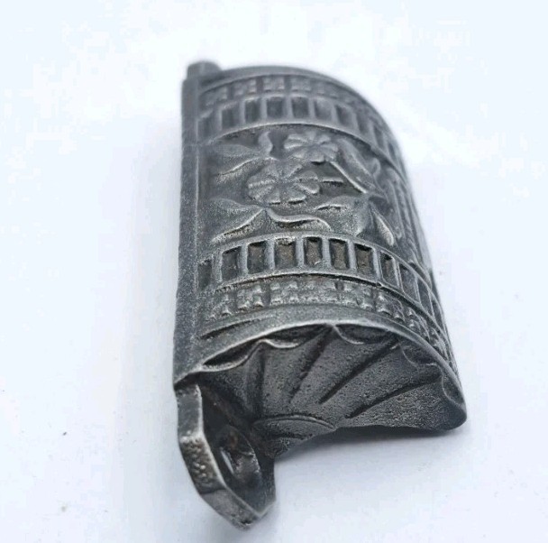 Antique Bin Pull of Flowers Drawer Pull Old Vintage Cast Iron Handle Hardware