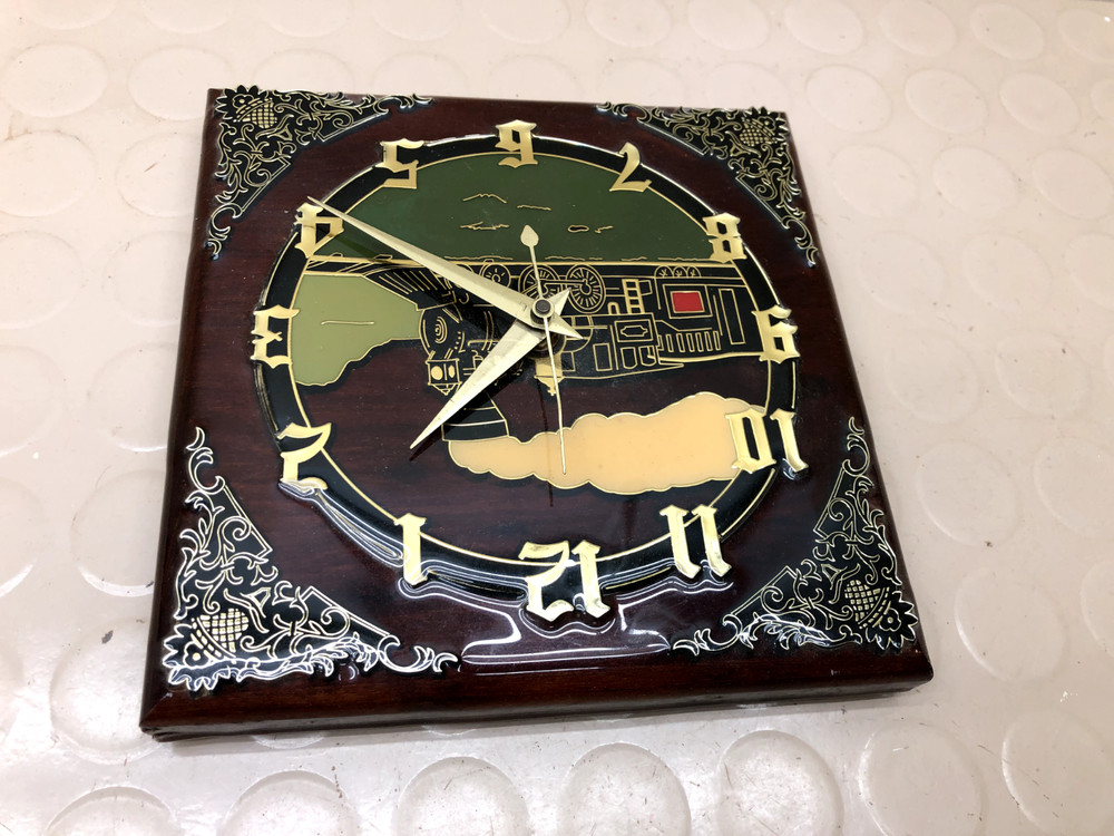 Vintage Train Wood Wall Clock