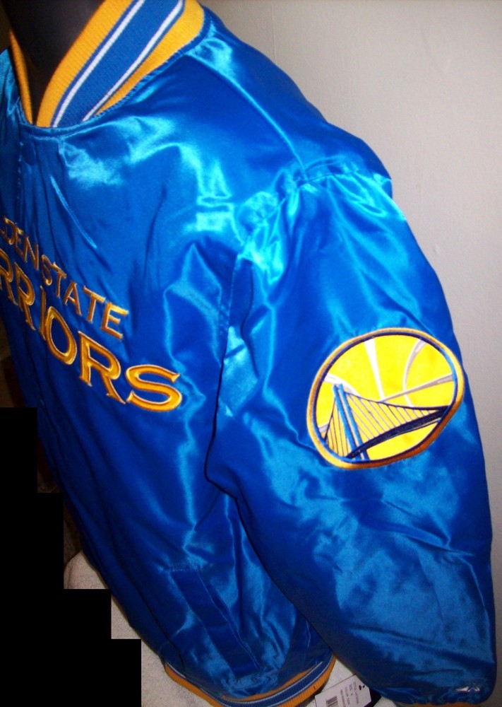 Warriors Jacket NBA Golden State STARTER Snap Down BLUE Small