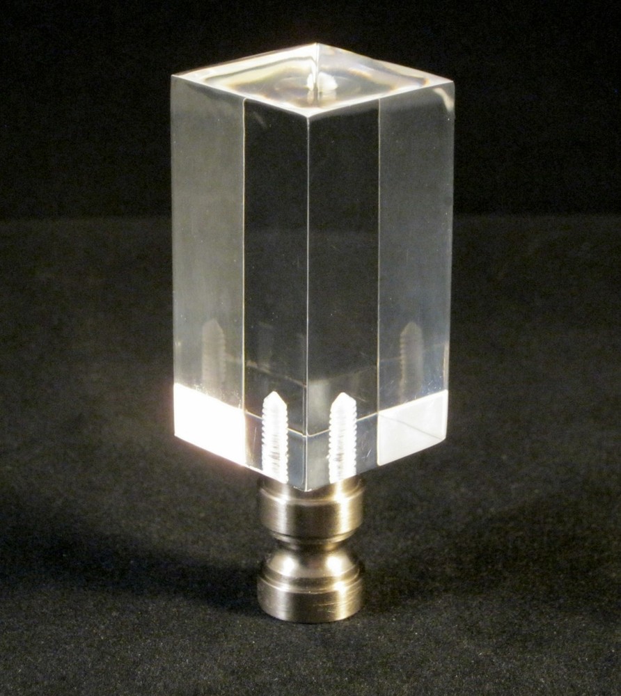 Lamp Finial-Transitional ACRYLIC RECTANGULAR CUBE W/PN BASE-CLEAR-FS