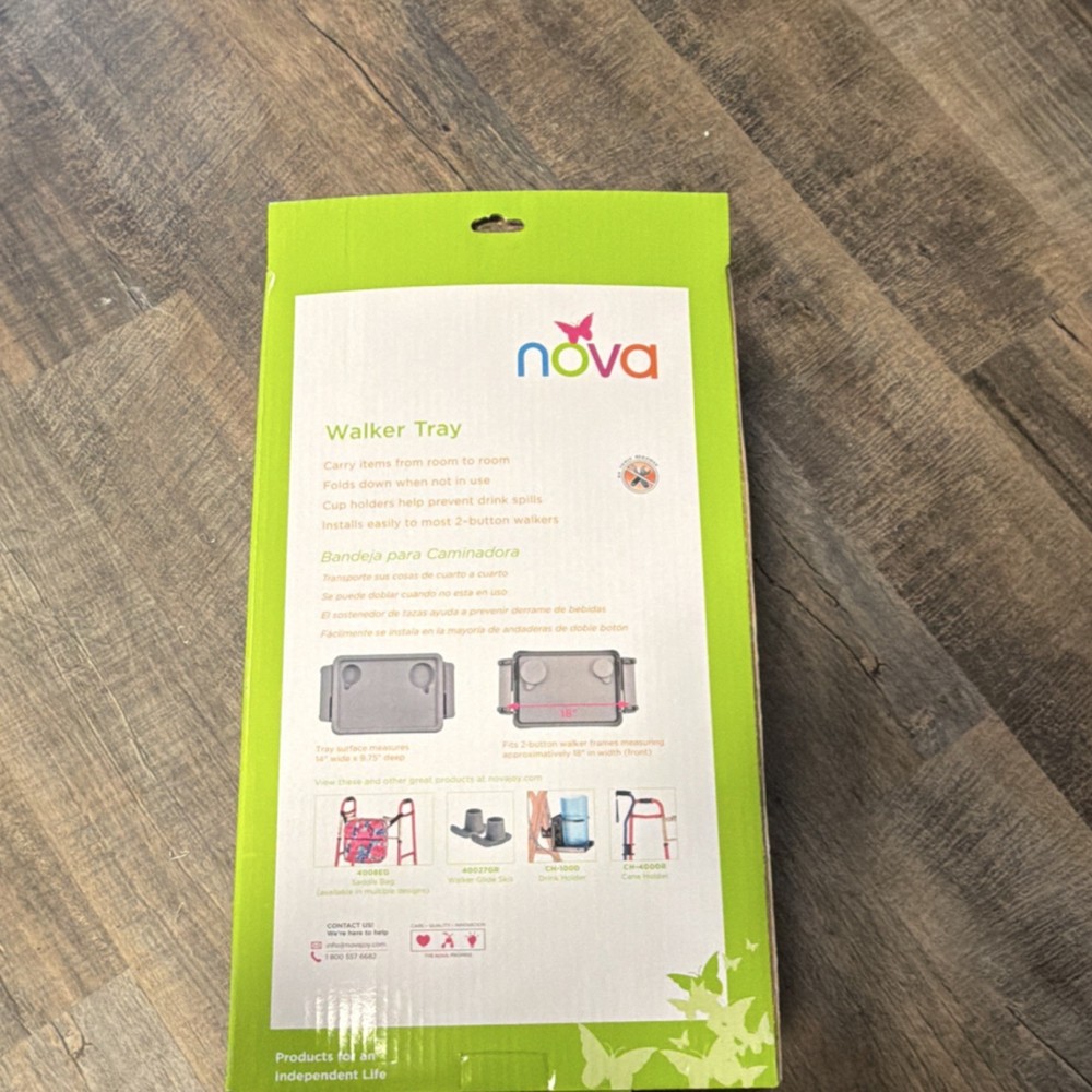 NOVA Walker Tray Gray Plastic Foldable Cup Holder CH-4001 Mobility Accessory