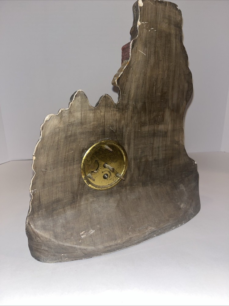 VINTAGE GNOME IN TREEHOUSE CLOCK GERMANY CERAMIC