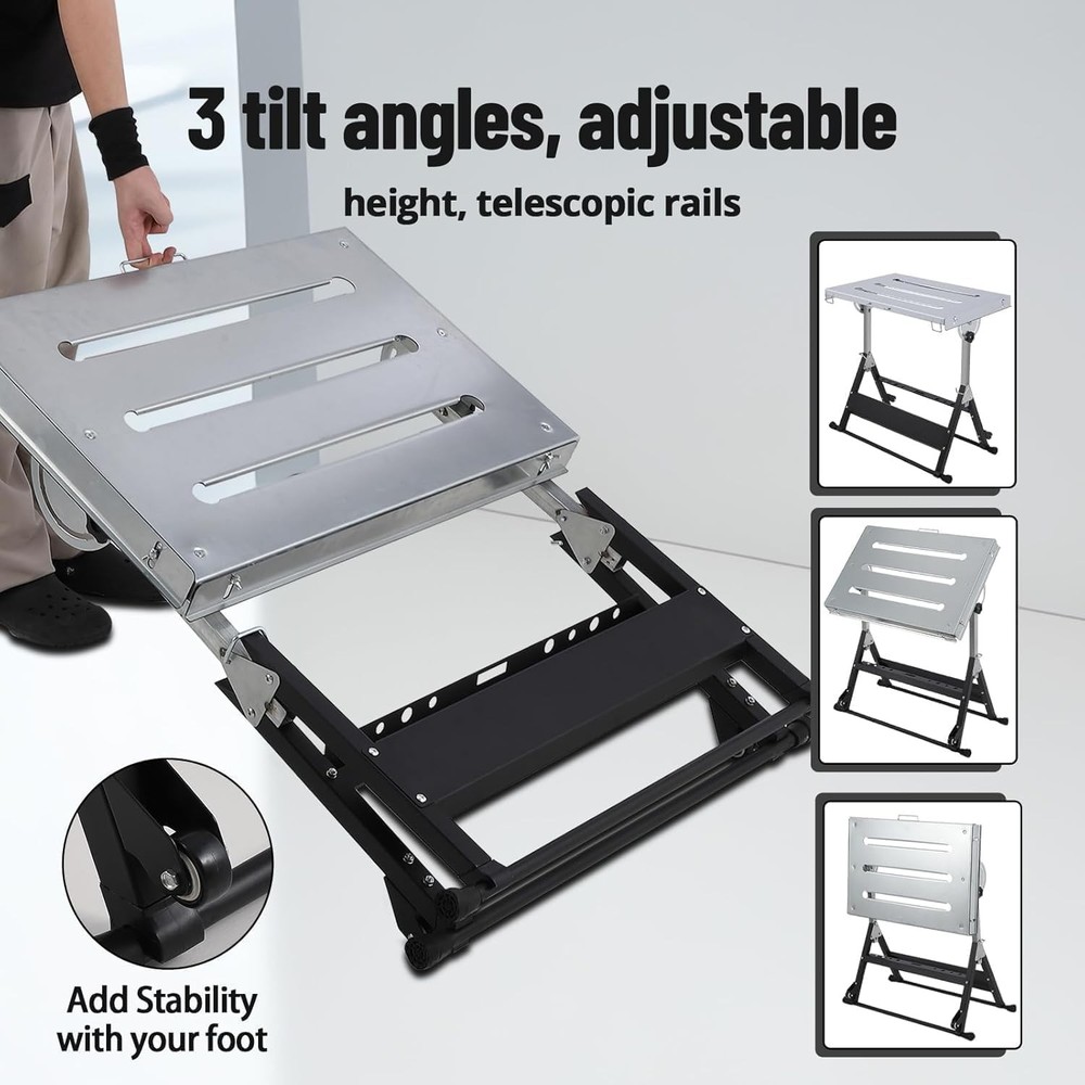 Folding Welding Table 3 Adjustable Tilt Angles Duty Portable Welding Workbench