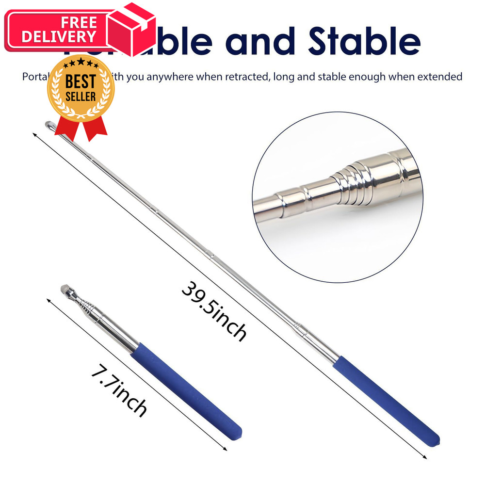Retractable Teacher Pointer 𝟑𝟗.𝟓'', Stick with 𝗦𝘁𝘆𝗹𝘂𝘀 Blue