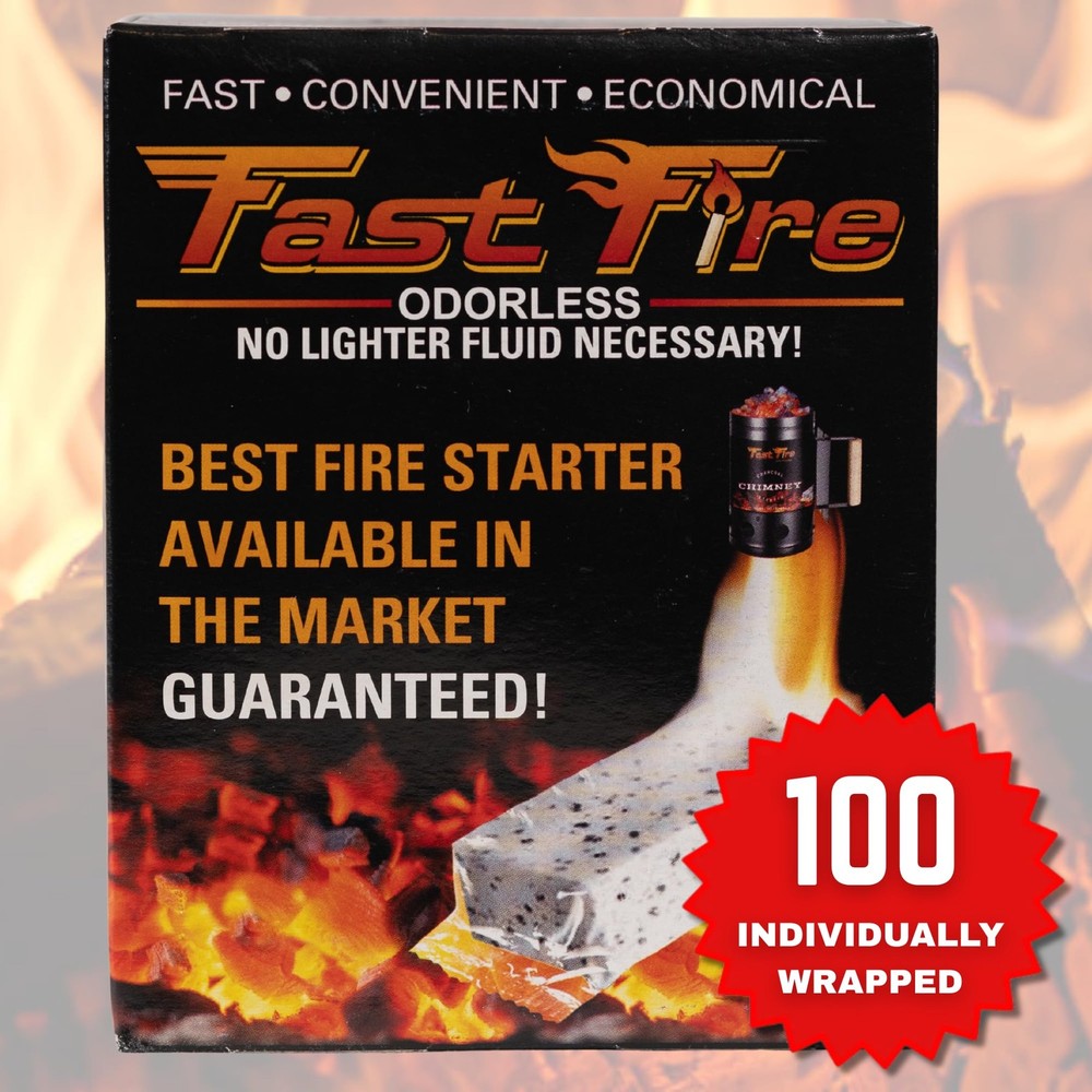 Fast Fire Odorless Fire Starter Cubes - 100 Count for Grills, Fire Pits, Camping