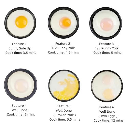 Smart Fried Egg Cooker, Automatic Fried Egg Maker for 6 Features like Black