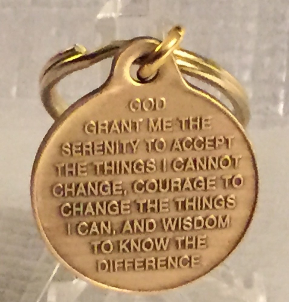 Circle Triangle Alcoholics Anonymous Bronze Key Chain AA Keychain Serenity 1"