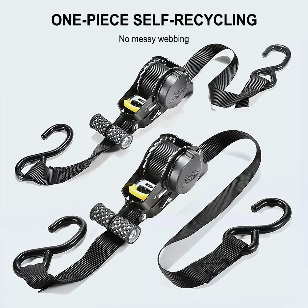 Retractable Ratchet Straps- (4 Pack) 1" x 10' 1200lb