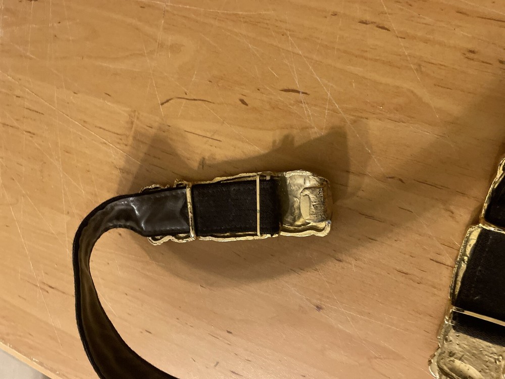 Brutalist Designer Belt Brass Leather 409 Adjustable