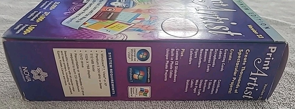 Print Artist Platinum Edition Version 23 Software Windows 7, XP, Vista NOVA Dev