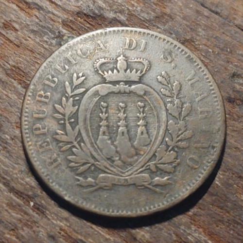 San Marino 10 Centesimi 1875 Copper Coin