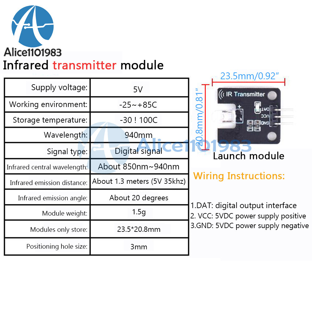 IR Infrared Transmitter Receiver Module Digital 38KHz Infrared Receiver Sensor