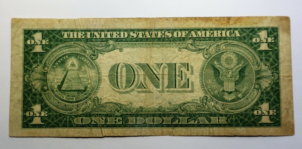 1935 E 1$ SILVER CERTIFICATE DOBLE GUTTER FOLD ERROR NOTE