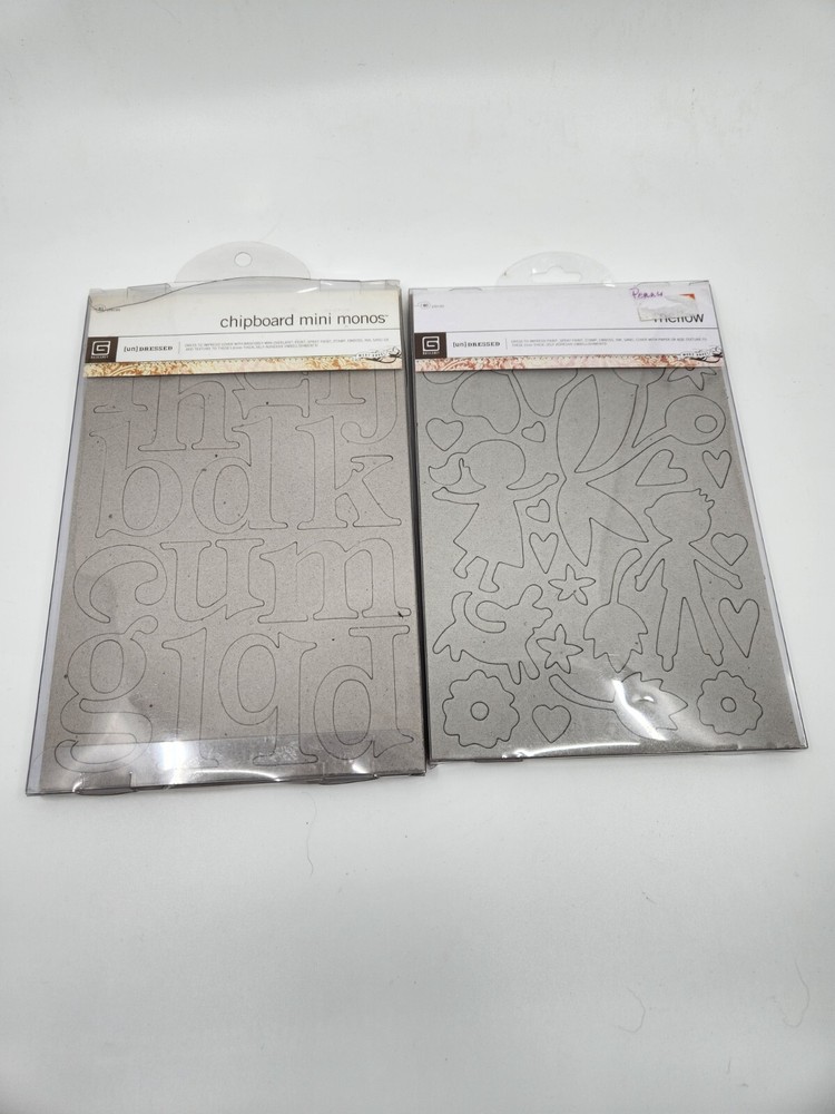2 Packs Basic Grey Undressed Chipboard Mini Monos 81 pc Mellow 80 pc Pre-owned
