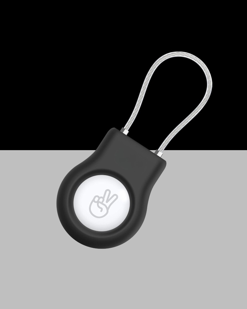 Apple AirTag Secure Holder with Wire Cable Scratch-Resistant Keychain Black