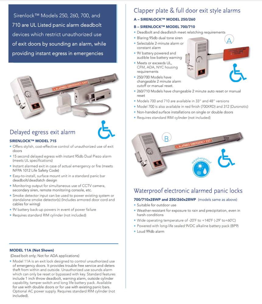 New - Alarm Lock Systems Emergency Alarm Exit Lock Model 11A LHRB