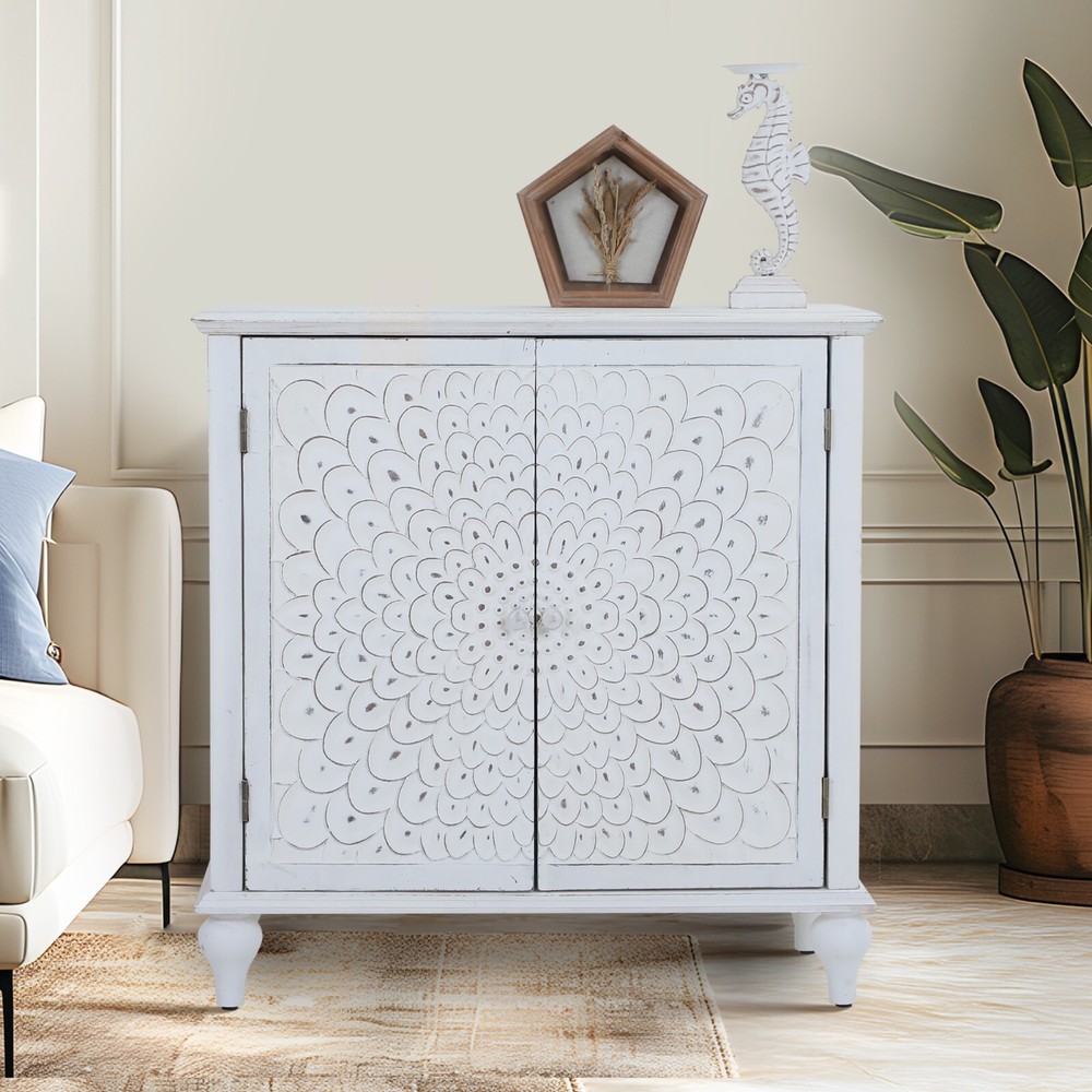 Accent Cabinet Storage Sideboard for Entryway Buffet Cupboard with Doors White
