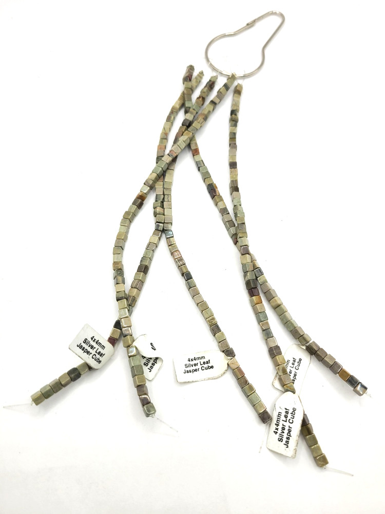 4x4 Silver Lead Jasper Cube Five 8" Strands Loose Beads