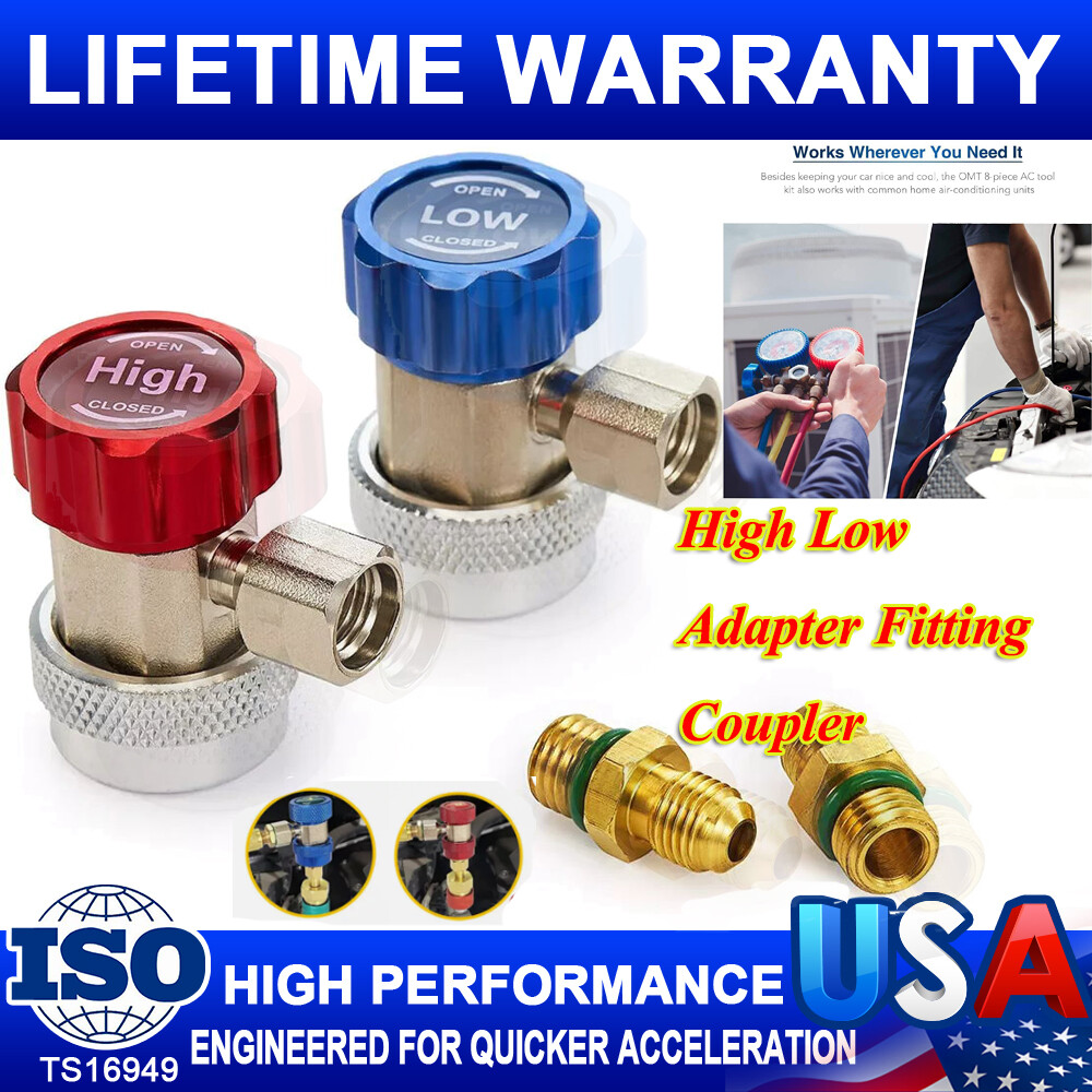 AC High Low Side Quick Connector Adapter Fitting Coupler Kit For Car AC 1/4" SAE