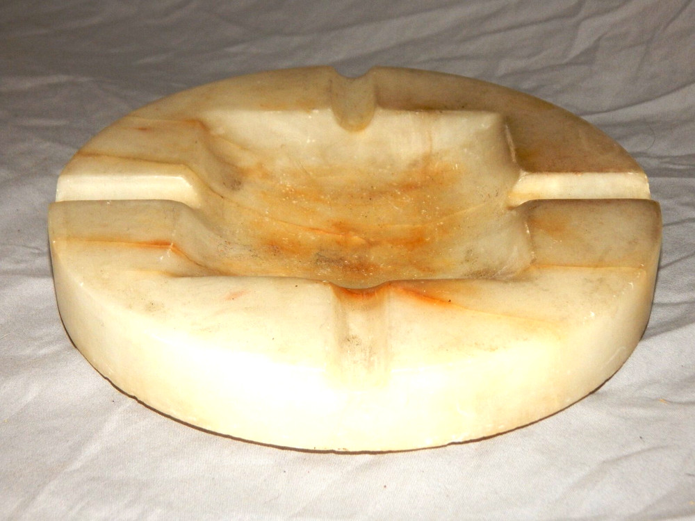 Vintage Round Marble Cigar Ashtray
