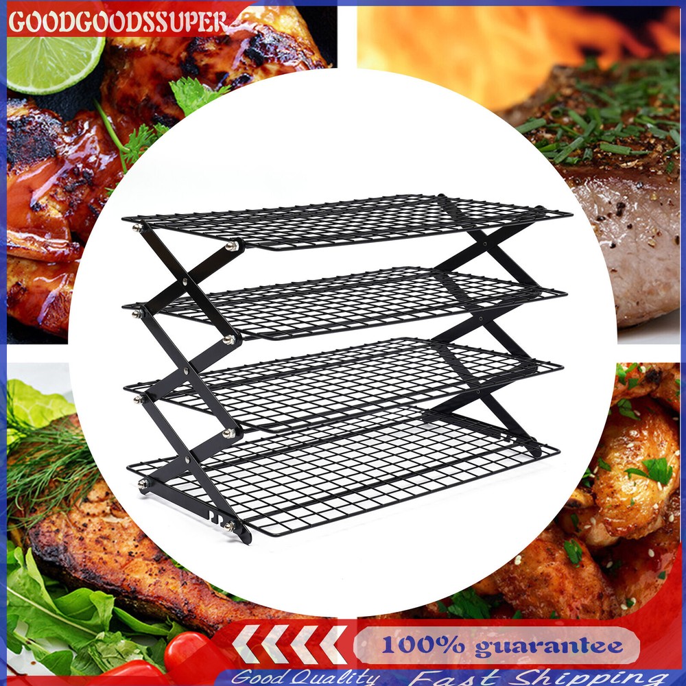 4-Tier Collapsible Cooling Rack Adjustable 3 Setting Design Stackable Cooling US