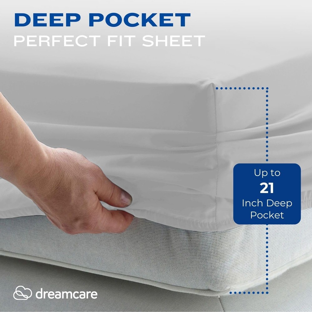 4-Piece Queen Sheet Set - Extra Deep Pocket, Cooling Microfiber Bedding