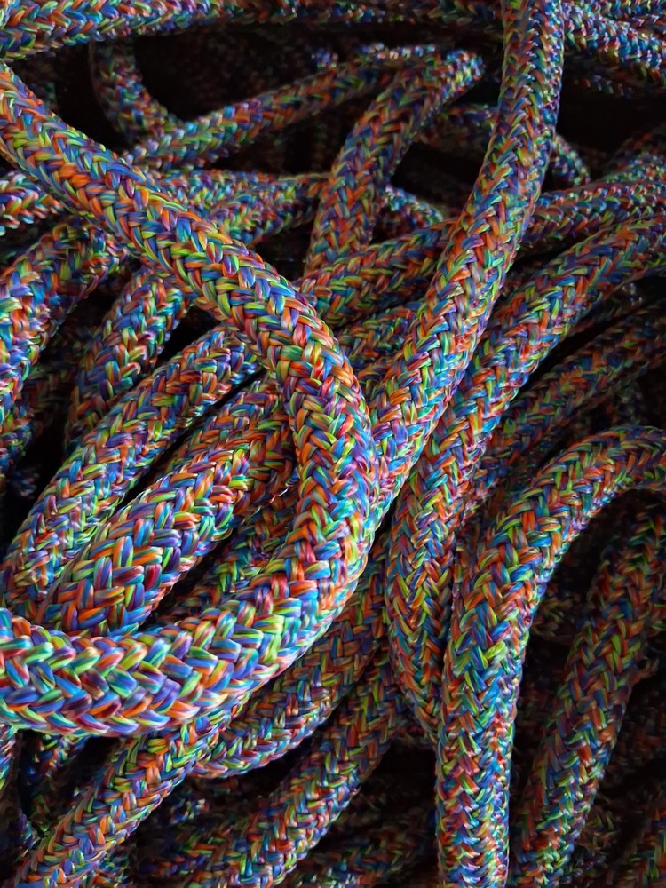 9/16 x 100 ft. Double Braid-Yacht Braid Polyester Rope. Rainbow Blend