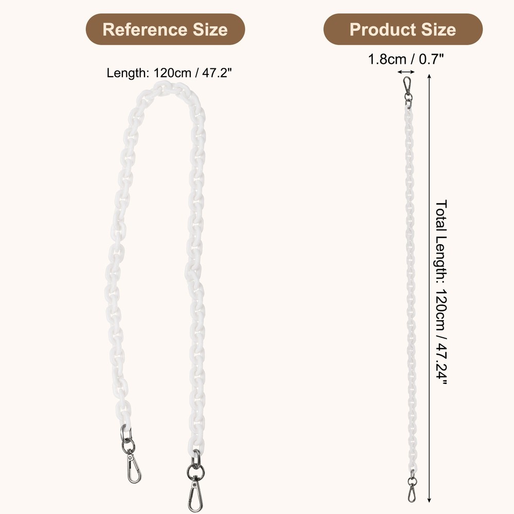 47" Acrylic Chain Purse Strap Replacement Luxury Handbag Strap White