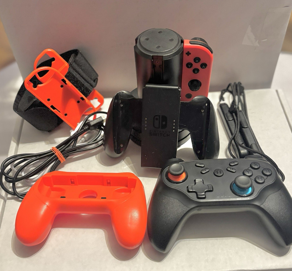 Nintendo Switch Controller, Charging Dock, Grip & Wrist Strap Bundle