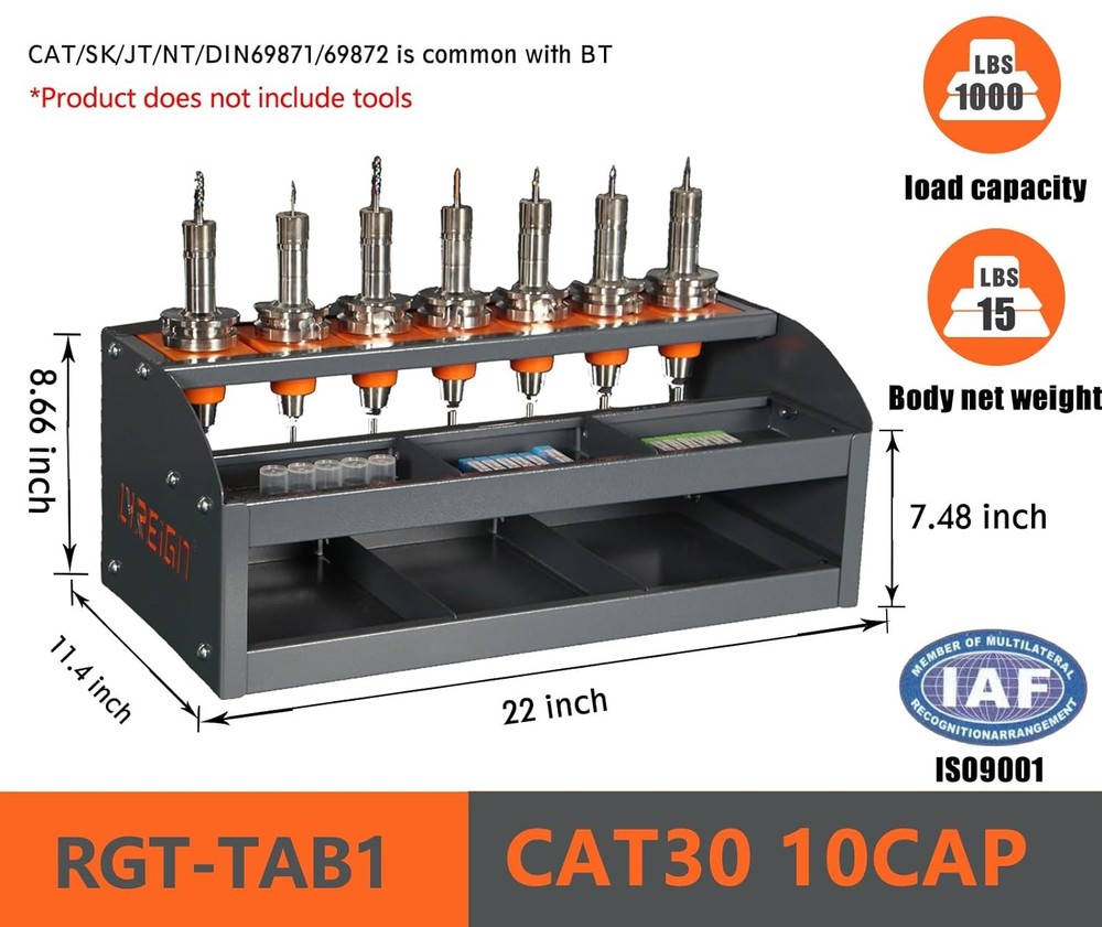 CAT 40 CNC Tool Organizer， 40 Taper Tool Folder on Desktop Randomly Placed， CNC